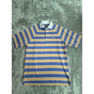 FootJoy FJ Jacaranda Golf Club Mens Polo‎ Shirt Blue Orange Stripe Sz L